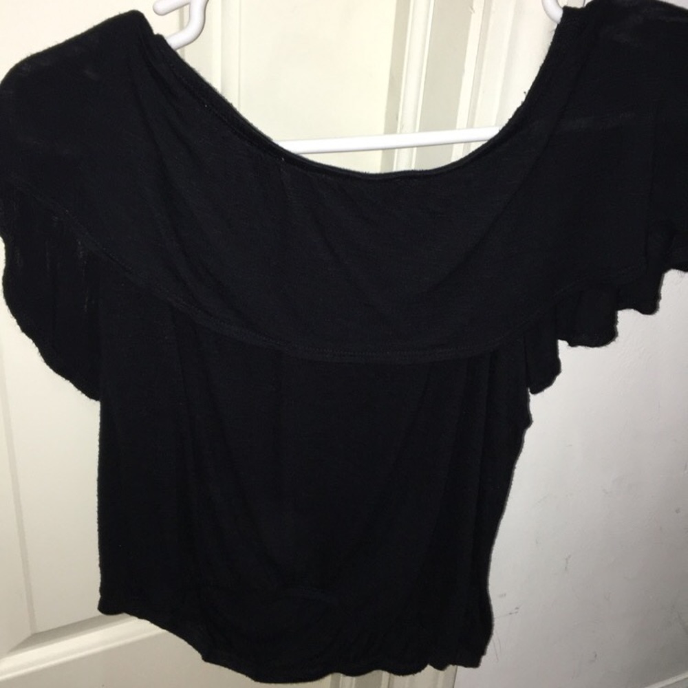 Black Off the Shoulder Crop Top